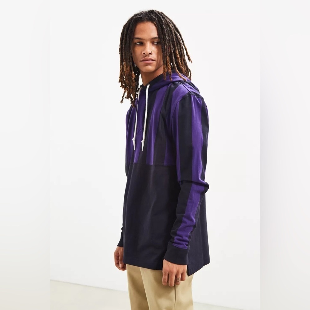 Urban Outfitters UO Purple Hooded Rugby Shirt Mens size Medium